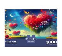 Puzzle Love Flowers 1000 Pieces Challenge Toy for Adults, Heart-shaped Flower Sea Impossible Jigsaw Puzzles 1000 Pieces Educational Games for Adults Or Families Pieces Gifts 38x26cm/1000pcs