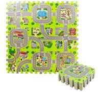 Puzzle Mat, 9 Tiles 12"x12" PE Foam Kids Play Mat Interlocking Foam Puzzles Kids Road Traffic Play for Children Educational for Wheels or Toy Cars