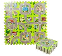 Puzzle Mat, 9 Tiles 12"x12" PE Foam Kids Play Mat Interlocking Foam Puzzles Kids Road Traffic Play for Children Educational for Wheels or Toy Cars Interlocking Tiles