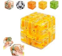 Puzzle Maze Cube, 3D Magic Cube Maze Ball Puzzle, Engaging Brain Teaser Toy, Spatial Awareness Brain Training for Relax & Logic Development, Brain Teaser Toy for Adults Teens yellow 2pcs