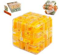 Puzzle Maze Cube Brain Teaser Game, Labyrinth 3d Puzzles Cube, Logic Thinking Training Toy, Relief Items Cool Stuff Sensory Toys For Party Favors Prizes Educational Adults yellow