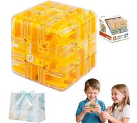 Puzzle Maze Cube, Large Labyrinth 3D Kugellabyrinth, Engaging Brain Teaser Toy, 2-in-1 Labyrinths-Zauberwürfel & Kugel, for Stress Relief & Logic Development (Gelb)