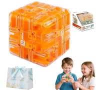 Puzzle Maze Cube, Large Labyrinth 3D Kugellabyrinth, Engaging Brain Teaser Toy, 2-in-1 Labyrinths-Zauberwürfel & Kugel, for Stress Relief & Logic Development (Orange)