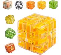 Puzzle Maze Cube,Large Labyrinth 3D Puzzle Mazes Cube - Engaging Brain Teaser Toy,Marble Magic Challenge m azes Ball,Spatial Awareness Brain Training Toy for Stress Relief & Logic Development (Yellow)