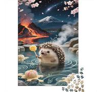 Puzzle Miniature Hedgehog 1000 Piece Challenge Game for Adults, Onsen Impossible Jigsaw Puzzles 1000 Piece Educational Game for Adults Or Families Pieces Gifts 1000pcs (75x50cm)