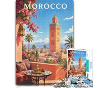 Puzzle Morocco Cityscape Tea Terrace 1000pcs (52x38cm) for Adults | For winter weekends, this adult jigsaw puzzle with 1000 pieces turns winter downtime into puzzle time.