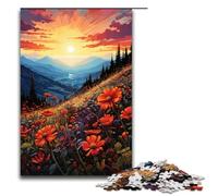 Puzzle Mountain Landscape with Wild Flowers 1000 Piece Jigsaw Wooden for Adults & Kids Age 14 Up Family Fun Puzzle 1000PCS(75x50cm)