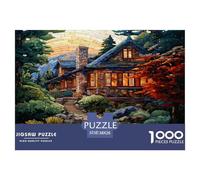 Puzzle Mountain Village Cottage 1000 Piece Challenge Toy for Adults,Dreamy Forest Impossible Jigsaw Puzzles 1000 Piece Educational Game 38x26cm/1000pcs
