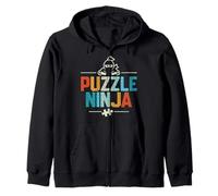 Puzzle Ninja Funny Board Game Retro Jigsaw Puzzle Lovers Zip Hoodie