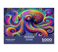 Puzzle Octopus 1000 Piece Challenge Toy for Adults, Psychedelic Marine Creatures Impossible Jigsaw Puzzles 1000 Pieces Educational Games Puzzle Gifts 52x38cm/1000pcs