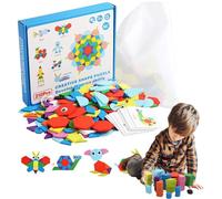 Puzzle of Shapes - 210 Tangram Pieces of Geometric Patterns Game, Wooden Games with Geometric Shapes, for Birthdays, Kindergarten, Parties, Holidays, Educational Projects Indoor and Indoor