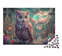 Puzzle Owl Overlooking Magical City at Night Adults 1000 Pieces Wildlife Jigsaw Beautiful Decoration Educational Games 38x26cm/1000pcs