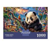 Puzzle Panda Cub on Tree Branch Playful Challenge 1000 Pieces Jigsaw, Educational Games Wildlife Adults, Home Decoration 38x26cm/1000pcs