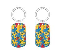 _Puzzle Piece Autism Awareness Metal Keychain Personalized Keyring for Artwork with Key Rings for Women Men