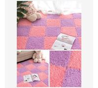 Puzzle Piece Floor Mat Puzzle Carpet Squares Thick 1cm/0.4in 10pcs Non-Slip for Bedroom Playroom Living Room Build a Safe Area-Pink+Purple||60 * 60cm/24 * 24in