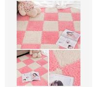 Puzzle Piece Floor Mat Puzzle Carpet Squares Thick 1cm/0.4in 10pcs Non-Slip for Bedroom Playroom Living Room Build a Safe Area-Off White+Pink||60 * 60cm/24 * 24in