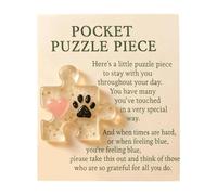 Puzzle Piece Pocket Hug Heart Paw Print Keepsake Token for Animal Lovers with Inspirational Message Card Encouragement Appreciation Gift for Her Him Friend Christmas Birthday Idea (White)