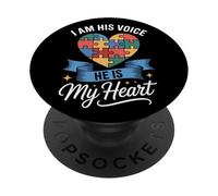 Puzzle Pieces I Am His Voice He Is My Heart PopSockets Adhesive PopGrip
