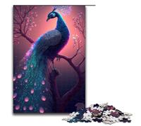 Puzzle Pieces Jigsaw Beautiful Peacock Glow Challenging Puzzles Brain Teaser Game Interactive Family Game Suitable for Ages + 1000 PCS(75x50cm)