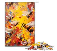 Puzzle Pieces Jigsaw Bee Painting Wooden Jigsaw Puzzles for Adults Challenging Brain Teaser for Teenagers Family Game Night Fun 1000 PCS(75x50cm)