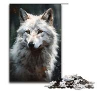 Puzzle Pieces Jigsaw Direwolf Portrait Painting Challenging Puzzles Brain Teaser Game Interactive Family Game Suitable for Ages + 1000 PCS(75x50cm)