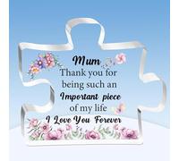 Puzzle Plaques Mum Mother's Day Gifts Mummy Appreciate Birthday Present Mom Acrylic Sign Home Decorations Mommy Christmas Souvenirs Thank You for Being Such An Important Piece Keepsake Flower Design