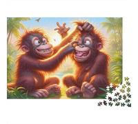 Puzzle Playful Monkey Twins 1000 Piece Jigsaw Challenge Toy Decoration Puzzle Gifts for Men for Kids And Adults 70x50cm/1000pcs