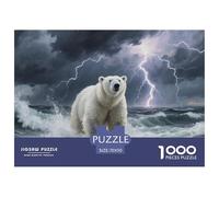 Puzzle Polar Bear 1000 Piece Challenge Toy for Adults,Thunderstorm Ocean Impossible Jigsaw Puzzles 1000 Piece Educational Game 70x50cm/1000pcs