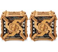 PUZZLE POTATO Tesla Puzzle Box - Electronic Brain Teaser Puzzle for Adults - Wooden Treasure Chest - Money Puzzlebox for Cash Gift - Escape Room Game in a Box (Pack of 2)