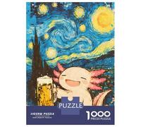Puzzle Pour Adolescents 1000 Pièces Axolotl Beer Starry Night Puzzle Pour Adultes Jouet Décoration Murale Course De Vitesse Manuelle Défi Éducatif 52x38cm/1000pcs