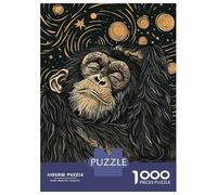 Puzzle Pour Adolescents 1000 Pièces Dreamy Chimpanzee in Starry Night Puzzle Pour Adultes Jouet Décoration Murale Course De Vitesse Manuelle Défi Éducatif 70x50cm/1000pcs