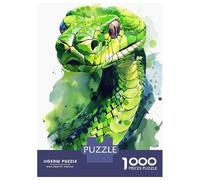 Puzzle Pour Adolescents 1000 Pièces Green Snake Watercolor Puzzles Pour Adultes, Jouets Anti-stress, Décoration Murale, Interaction Parent-enfant 52x38cm/1000pcs