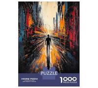 Puzzle Pour Adolescents 1000 Pièces Lone Journey - Expressionist Abstract Urban Vision Puzzle Pour Adultes Jouet Décoration Murale Course De Vitesse Manuelle Défi Éducatif 70x50cm/1000pcs