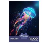 Puzzle Pour Adolescents 1000 Pièces Neon Jellyfish Puzzle Pour Adultes Jouet Décoration Murale Course De Vitesse Manuelle Défi Éducatif 52x38cm/1000pcs