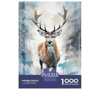 Puzzle Pour Adolescents 1000 Pièces Snowy Deer Watercolor Puzzles Pour Adultes, Jouets Anti-stress, Décoration Murale, Interaction Parent-enfant 38x26cm/1000pcs