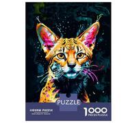 Puzzle Pour Adultes 1000 Pièces Neon Serval Cat Puzzle Adulte Jeu Manuel Découpe De Précision Idéal Comme Cadeau 70x50cm/1000pcs