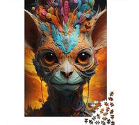 Puzzle Psychedelic Animal Lemur 500 Piece Jigsaw Puzzle for Adults And Wooden Jigsaw Puzzles Suitable for Adults And Teens 18+ Gift For Birthdays 500pcs (52x38cm)