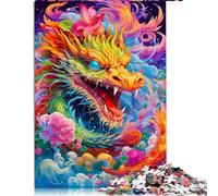 Puzzle puzzles for adults 1000 pieces colored dragon Wooden Jigsaw Puzzle for adults & kids Fun at Home Activities, Birthday Present,Travel Gifts, Size: 50x75cm