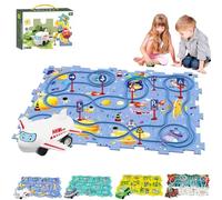 Puzzle Racer Set, 25 Piece Puzzle Racer Kids Car Track Set with Roadmap Puzzle & Little Race Cars PlaySet, Inspires Imagination and Curiosity, Gets the Kids Off Screens & Tablets (Space/25pc)