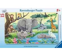 Puzzle ramkowe 15 elementów. Afrykańskie zwierzęta - Ravensburger
