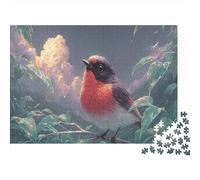 Puzzle Red-breasted Bird on Leafy Branch Jigsaw for Adults 1000 Piece, Wildlife, Challenging for The Whole Family & Women, Gifts for Men 38x26cm/1000pcs