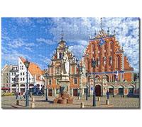 Puzzle - Riga Town Hall Square, Latvia - 1000 Pieces for Adults and Children, Games and Crafts & Science, Mj415TY 50x70cm