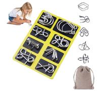 Puzzle Ring, Puzzle Metal, Metal Brain Teaser Puzzles, Steel IQ Games Physics Mind Metals Puzzles for Adults, for Party Favor Challenge, with Pouch(Style a)