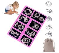 Puzzle Ring, Puzzle Metal, Metal Brain Teaser Puzzles, Steel IQ Games Physics Mind Metals Puzzles for Adults, for Party Favor Challenge, with Pouch(Style C)