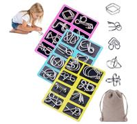Puzzle Ring, Puzzle Metal, Metal Brain Teaser Puzzles, Steel IQ Games Physics Mind Metals Puzzles for Adults, for Party Favor Challenge, with Pouch(Style A+b+c)