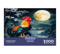 Puzzle Rooster 1000 Pieces Challenge Toy for Adults,Nighttime Farm Impossible Jigsaw Puzzles 1000 Piece Educational Game for Adults Or Families 70x50cm/1000pcs