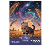 Puzzle Russian Blue Cat 1000 Piece Challenge Game for Adults,Fantasy Starry Sky Impossible Jigsaw Puzzles 1000 Piece Educational Game Home Decoration 38x26cm/1000pcs