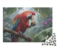 Puzzle Scarlet Macaw 1000 Piece Challenge Toy for Adults,Rainforest Ecology Impossible Jigsaw Puzzles 1000 Pieces Educational Games for Adults Or Families 1000pcs (75x50cm)