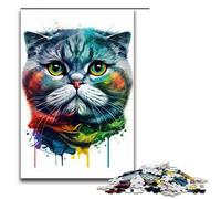 Puzzle Scottish Fold Cat Pop Art 1 1000 Piece Jigsaw Wooden for Adults & Kids Age 12 Up Family Fun Puzzle 1000 PCS