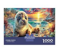 Puzzle Seal Pup on Beach Jigsaw 1000 Pieces Adults Wildlife for Men Women Educational Games Challenging 70x50cm/1000pcs